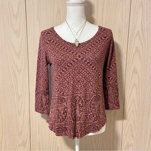 Lucky Brand Shirt Women’s Small Purple + Pink Floral Boho Y2K Lightweight Blouse